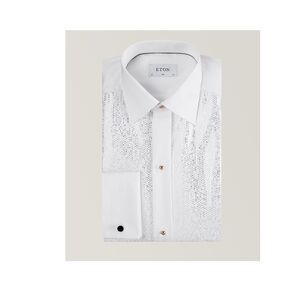 Eton White Dress Shirt with Sequined Panel
Metallic threading.
